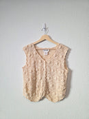 Vintage Floral Crochet Vest (M)