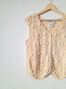 Vintage Floral Crochet Vest (M)