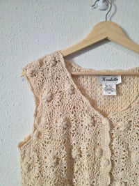 Vintage Floral Crochet Vest (M)