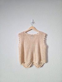 Vintage Floral Crochet Vest (M)