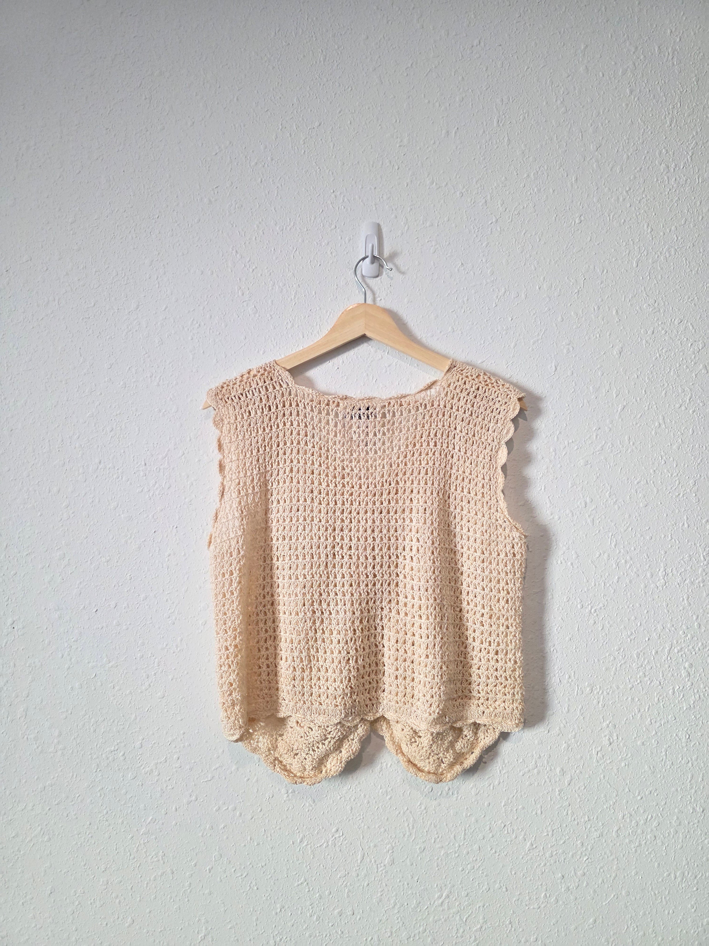 Vintage Floral Crochet Vest (M)