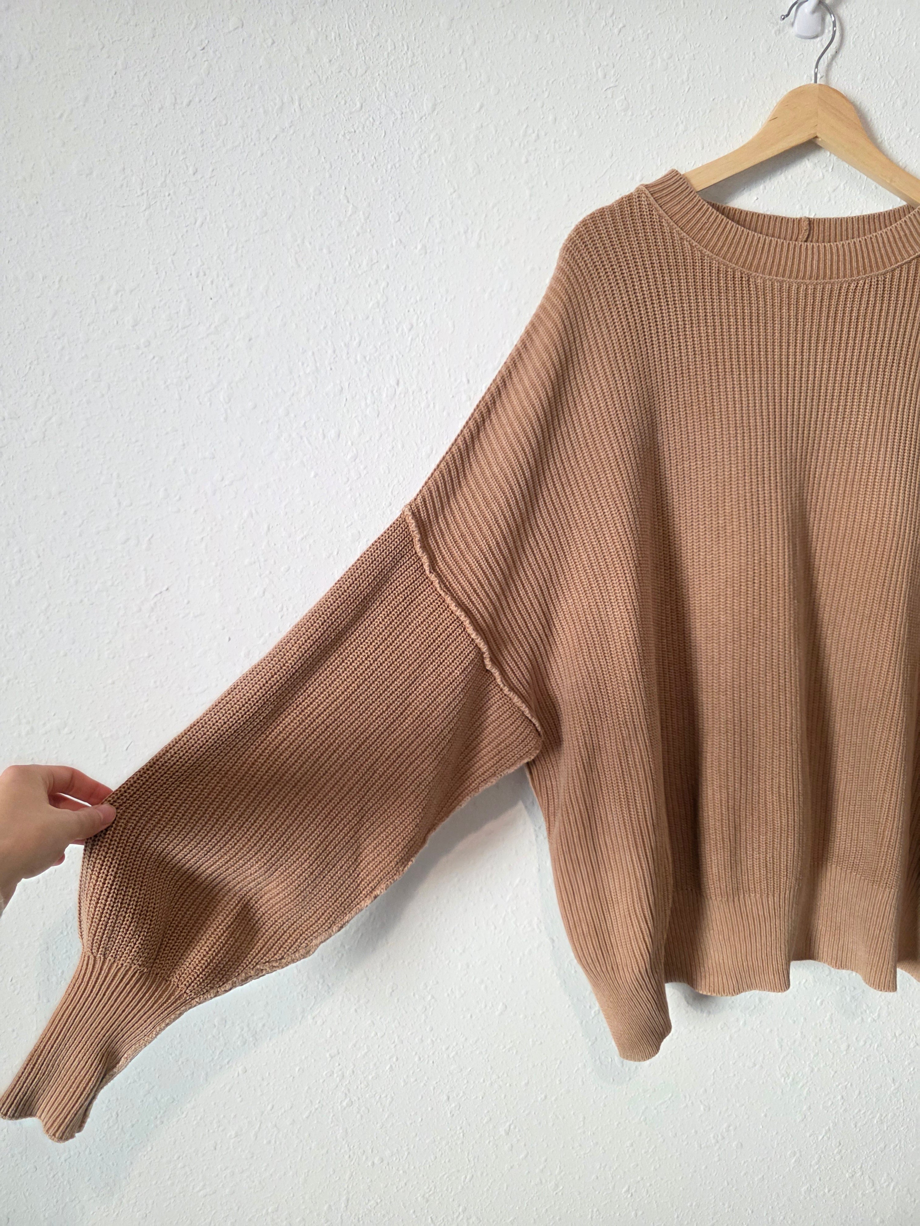 Aerie Brown Cotton Ribbed Sweater (M)