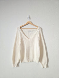 Molly Bracken V Neck Cotton Sweater (L)