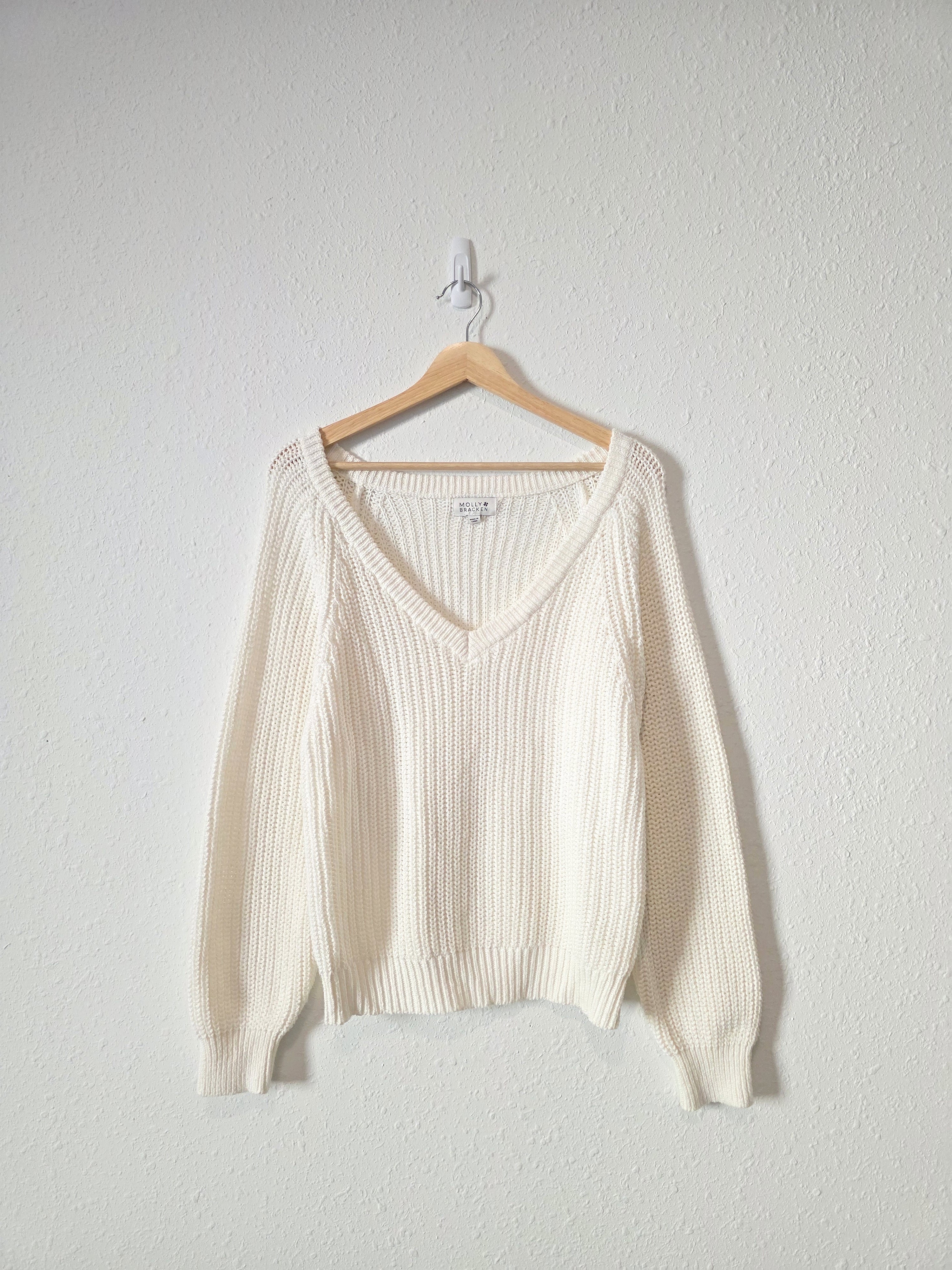 Molly Bracken V Neck Cotton Sweater (L)