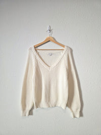 Molly Bracken V Neck Cotton Sweater (L)
