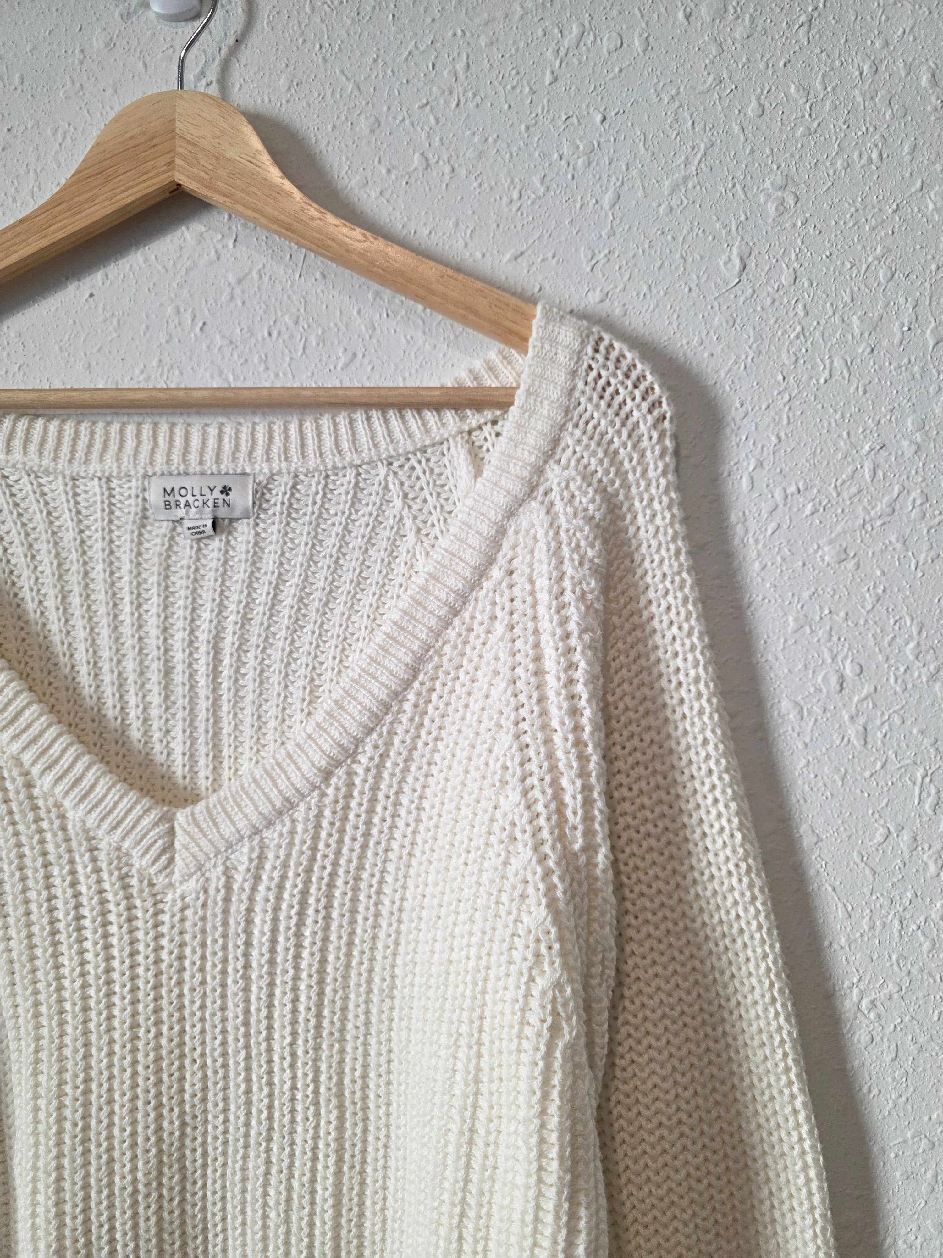 Molly Bracken V Neck Cotton Sweater (L)