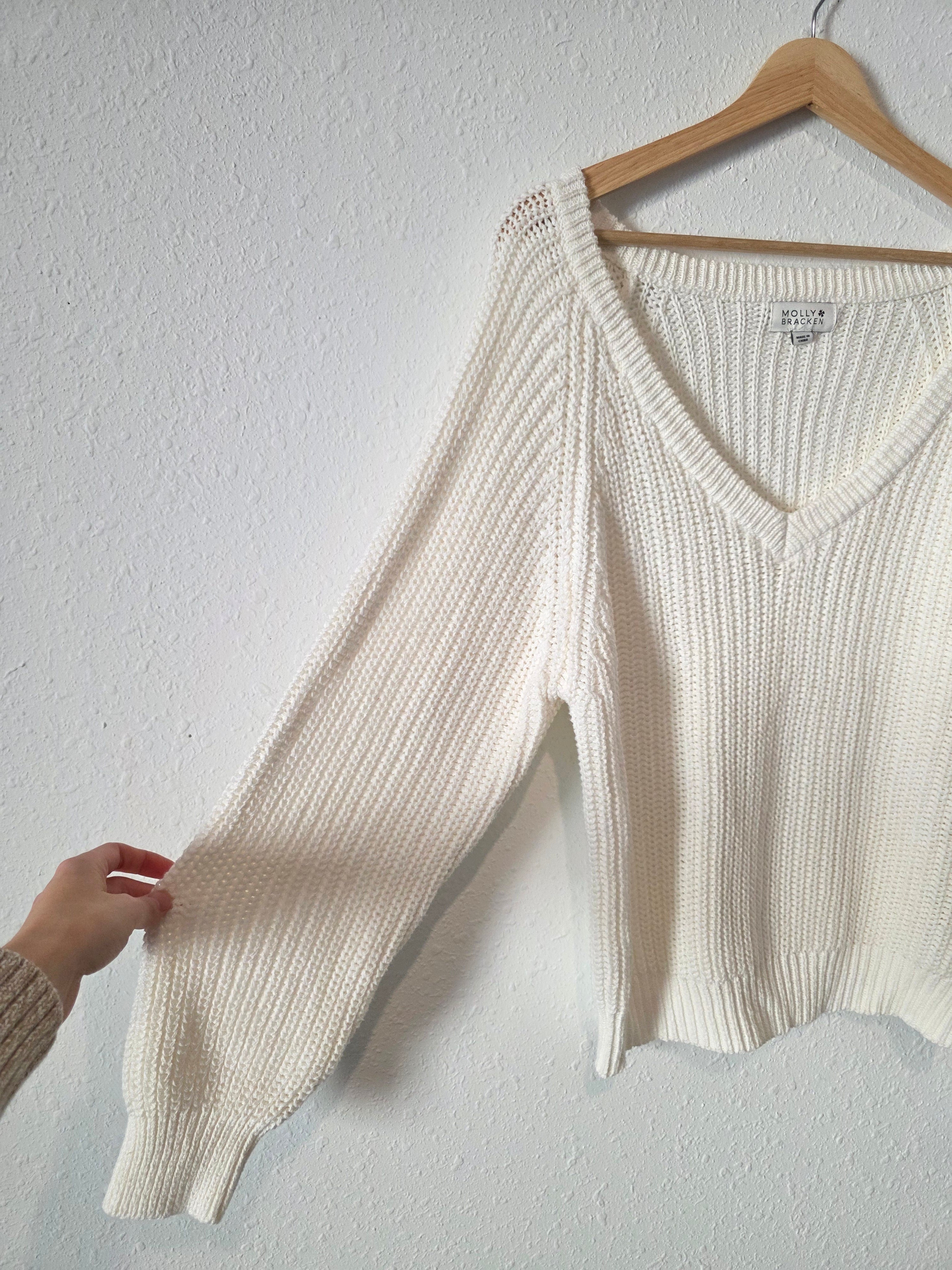 Molly Bracken V Neck Cotton Sweater (L)