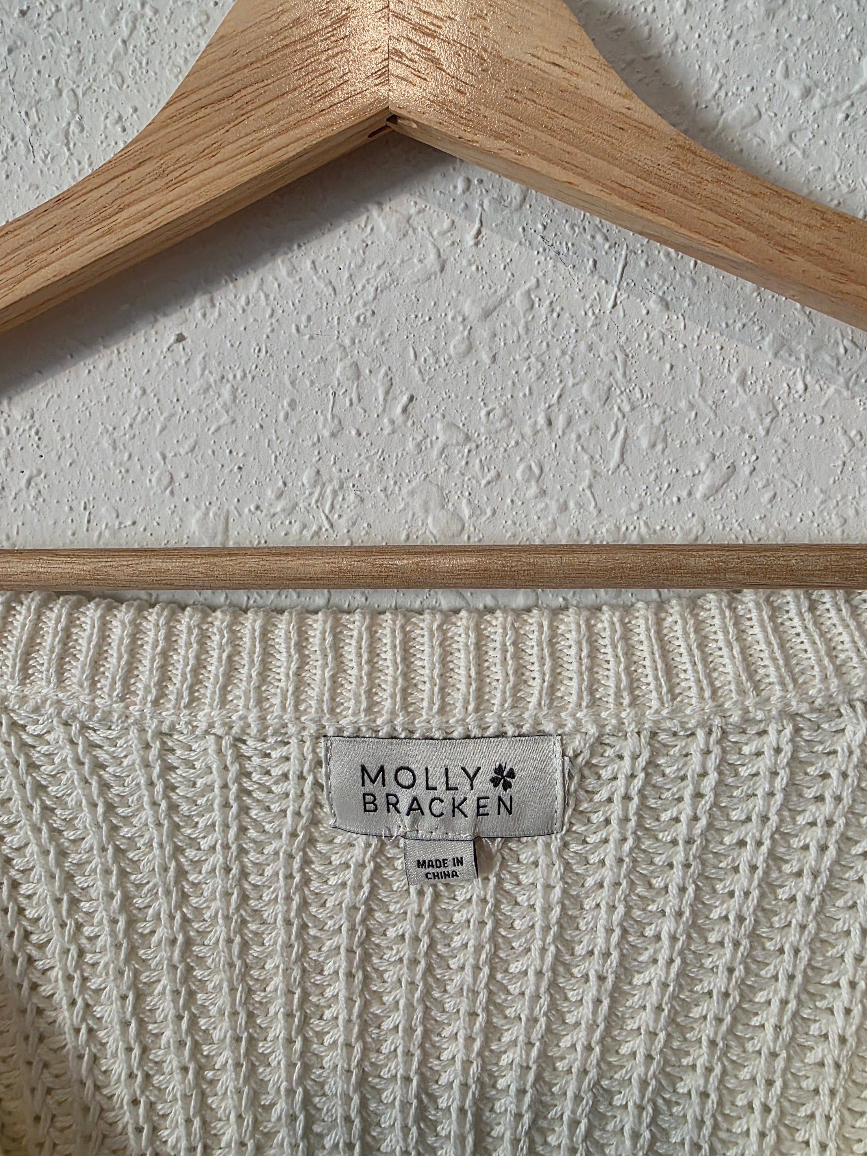 Molly Bracken V Neck Cotton Sweater (L)