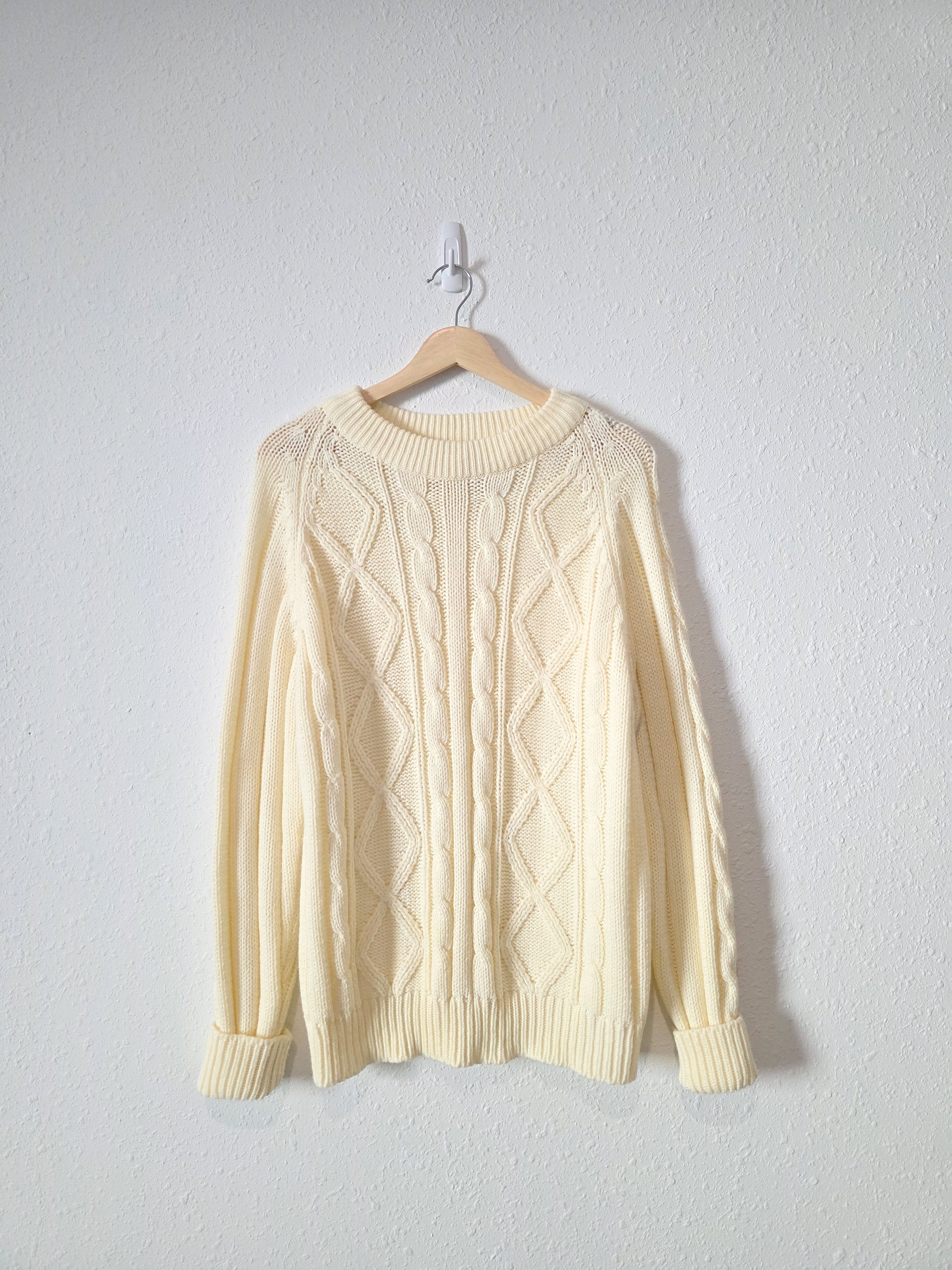 Vintage Chunky Cable Knit Sweater (L)