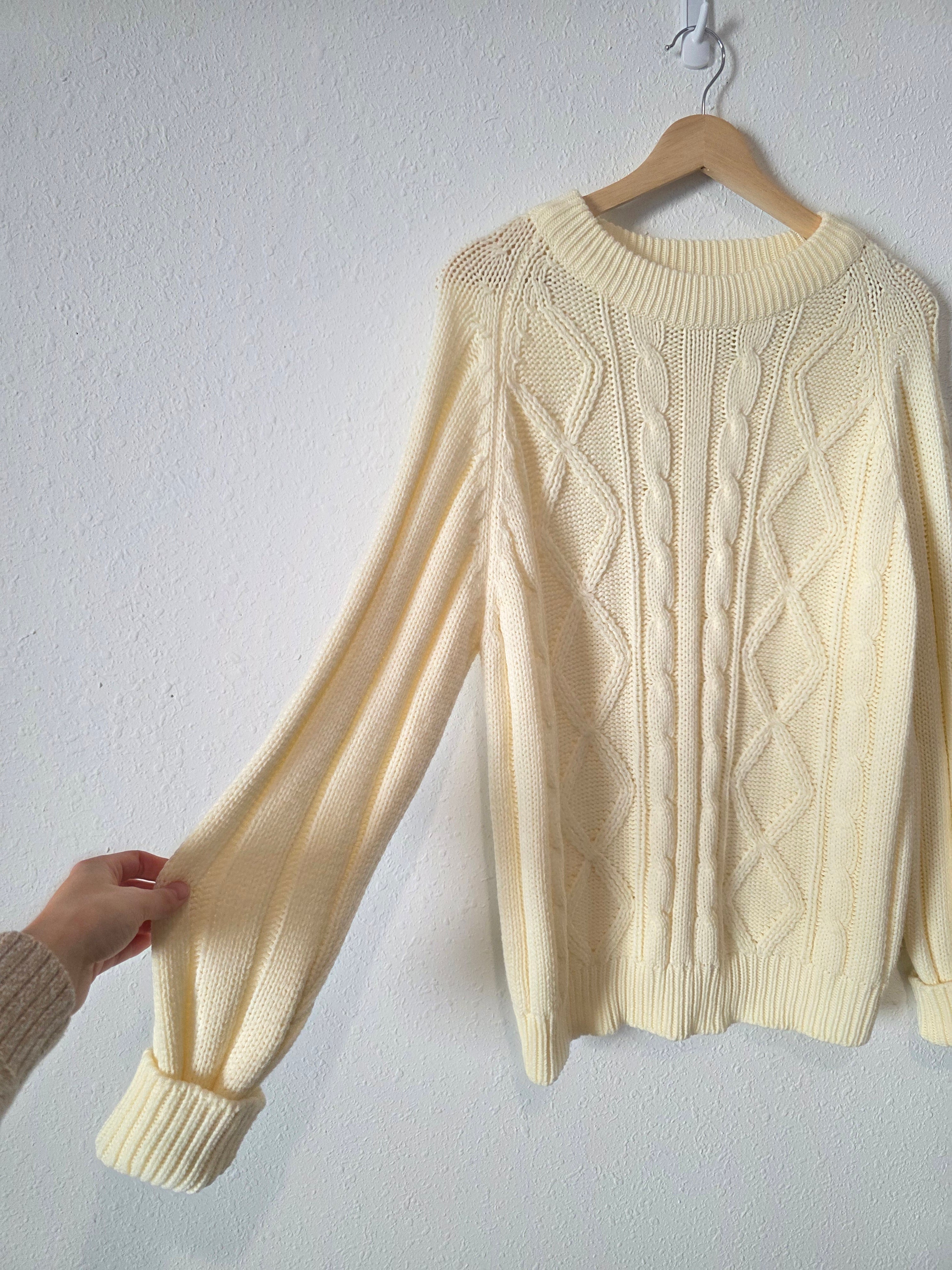Vintage Chunky Cable Knit Sweater (L)