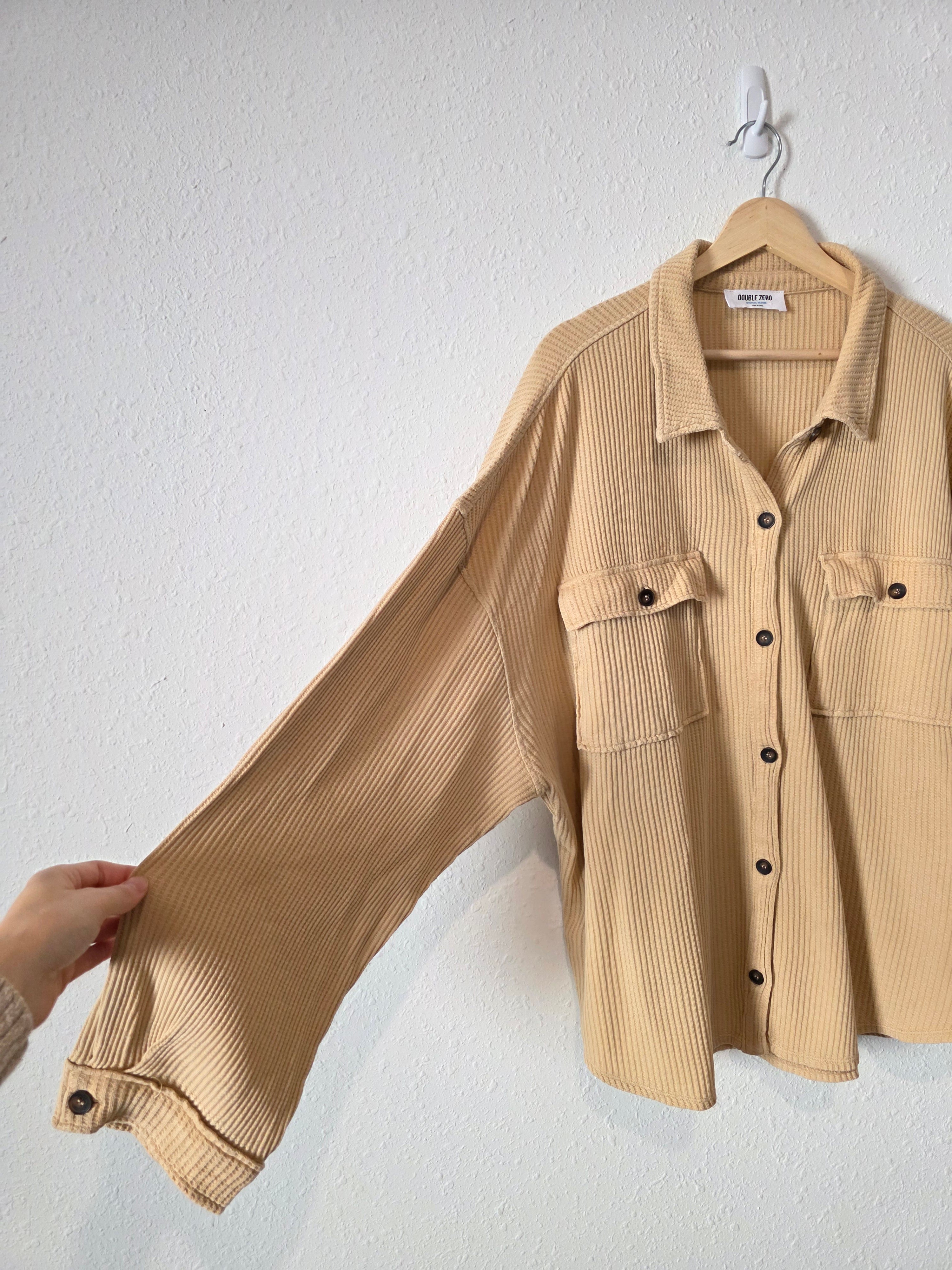 Oversized Waffle Shirt Jacket (M)