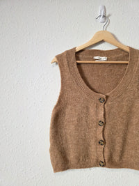 Mango Brown Cropped Sweater Vest (L)