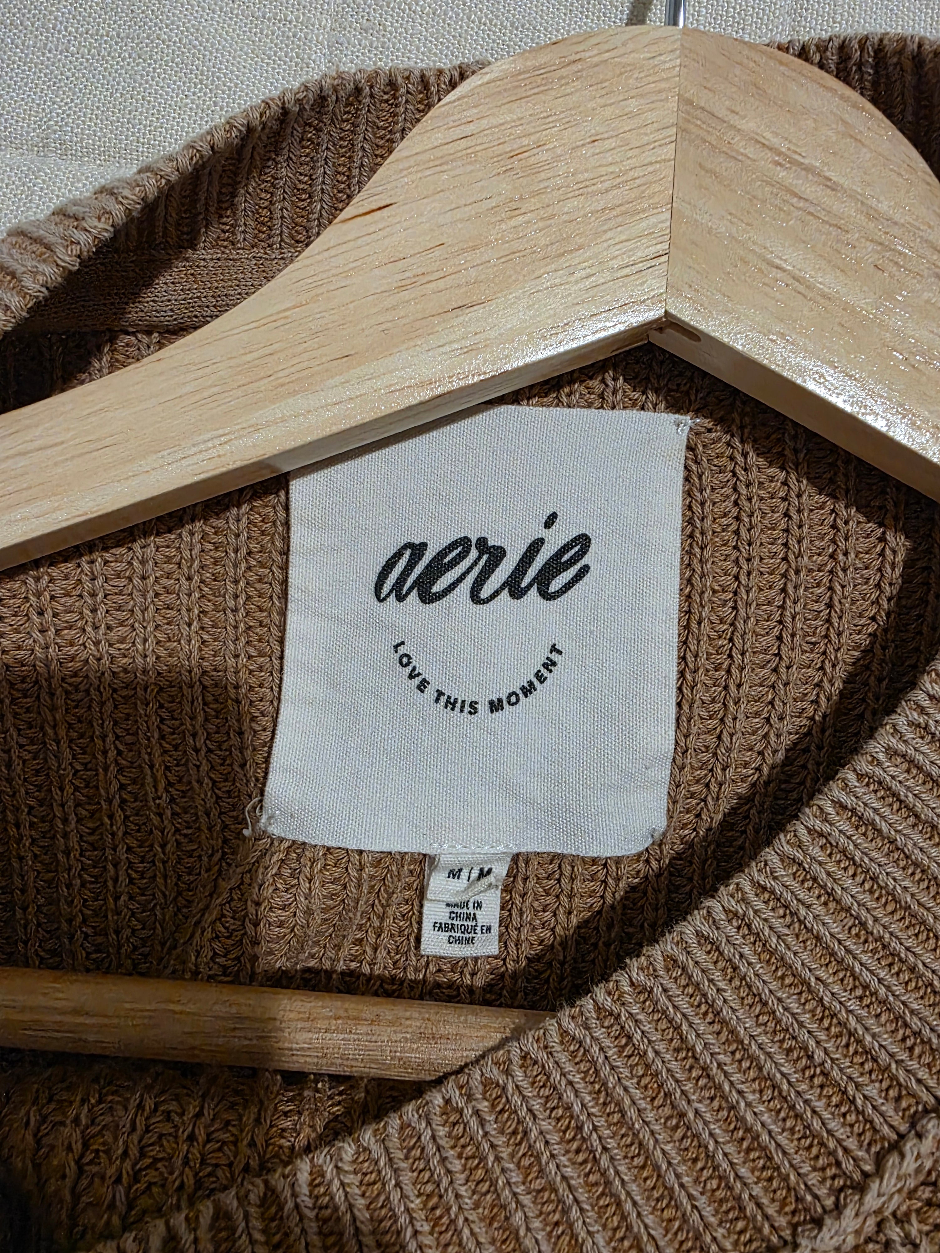 Aerie Brown Cotton Ribbed Sweater (M)