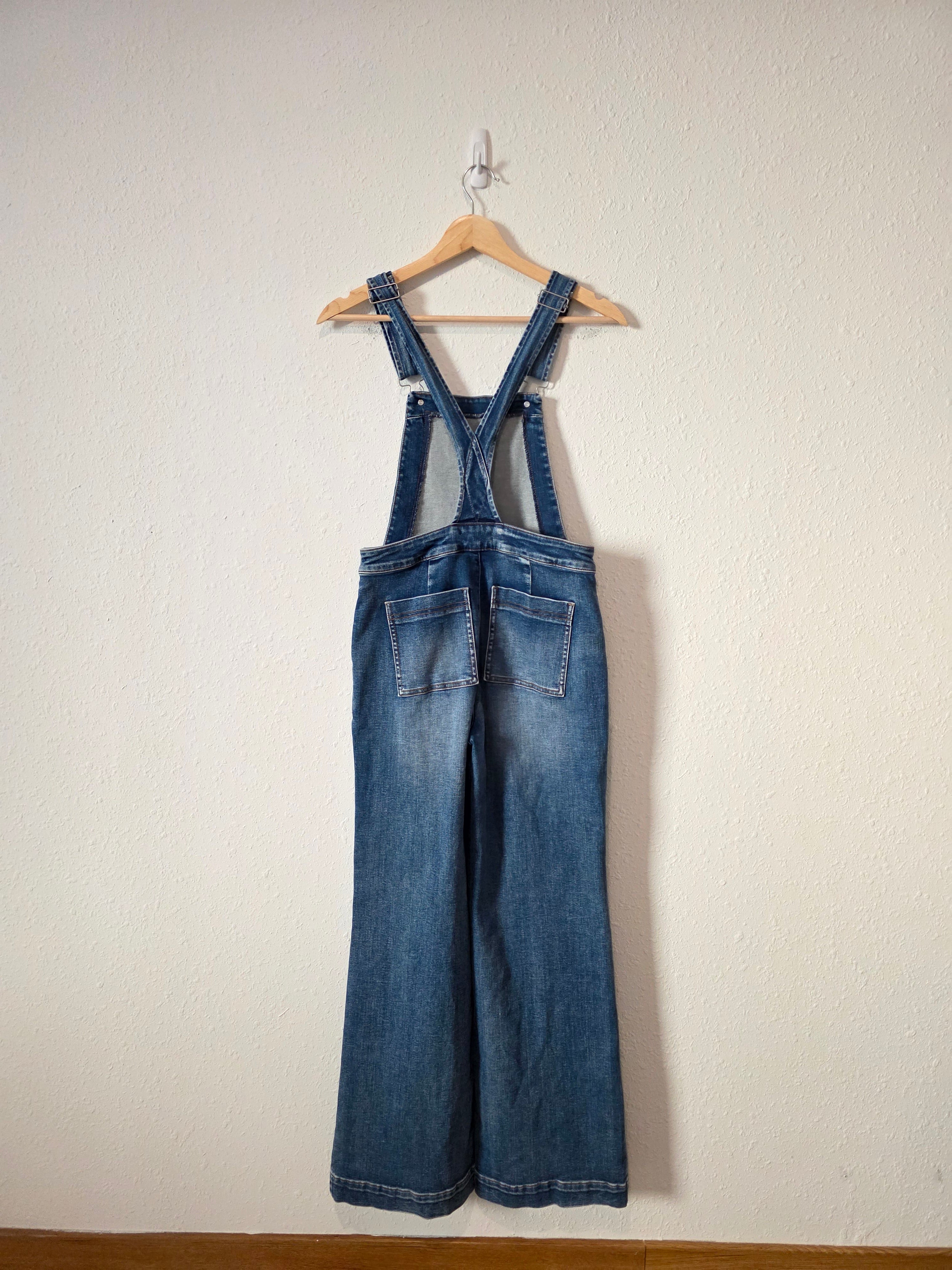 Evereve Wide Leg Denim Overalls (25)