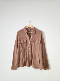 Blue Blush Brown Textured Shirt Jacket (S)