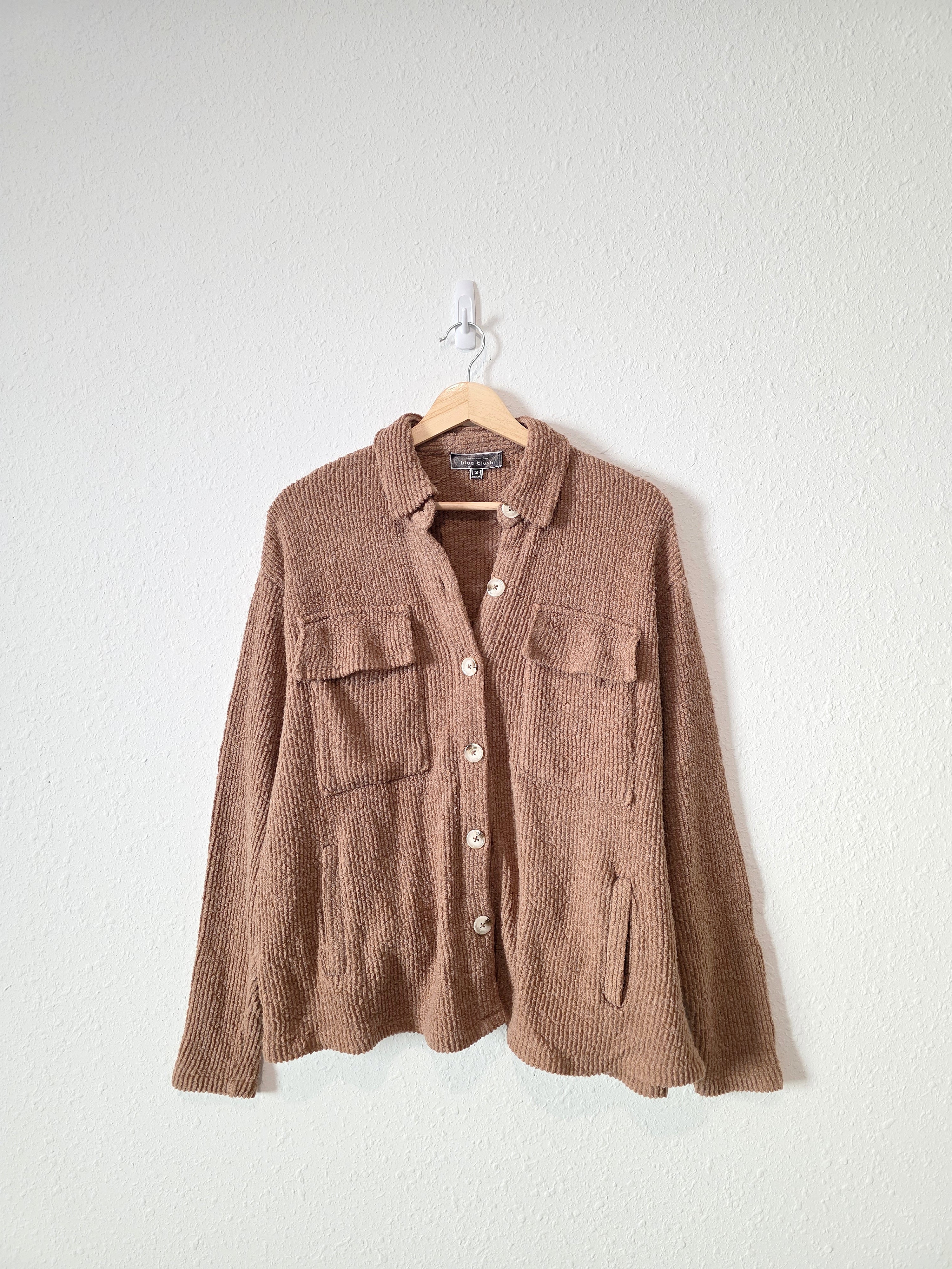 Blue Blush Brown Textured Shirt Jacket (S)