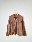 Blue Blush Brown Textured Shirt Jacket (S)