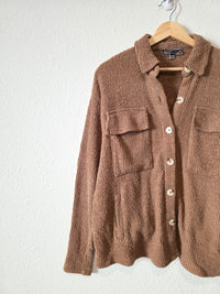 Blue Blush Brown Textured Shirt Jacket (S)