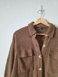Blue Blush Brown Textured Shirt Jacket (S)