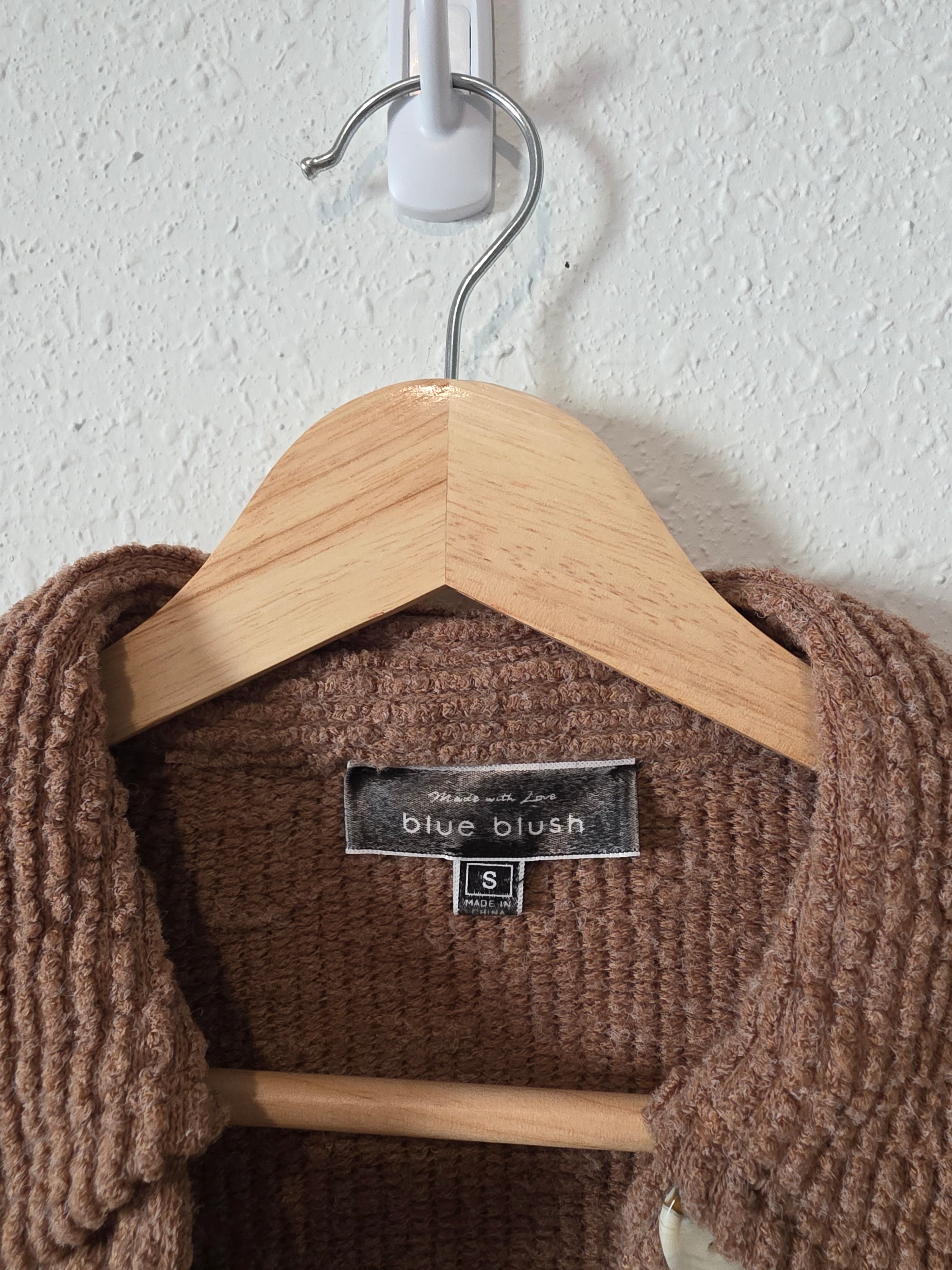 Blue Blush Brown Textured Shirt Jacket (S)