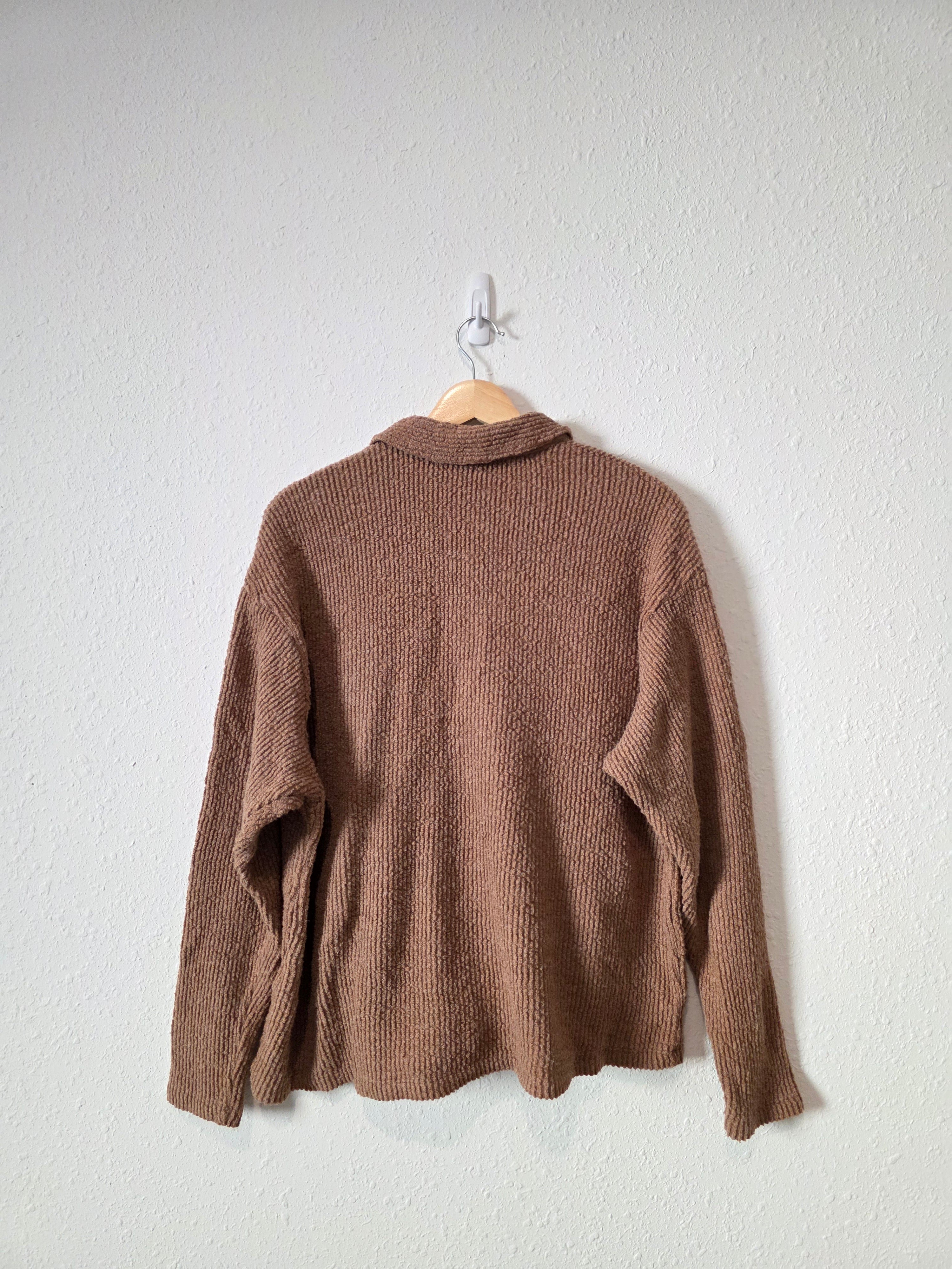 Blue Blush Brown Textured Shirt Jacket (S)