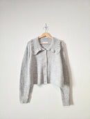 Self Contrast Collared Cardigan Sweater (L)