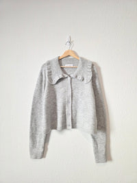 Self Contrast Collared Cardigan Sweater (L)