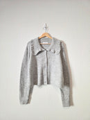 Self Contrast Collared Cardigan Sweater (L)
