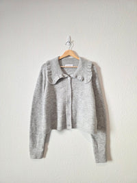 Self Contrast Collared Cardigan Sweater (L)