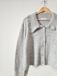 Self Contrast Collared Cardigan Sweater (L)