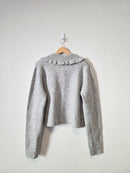 Self Contrast Collared Cardigan Sweater (L)