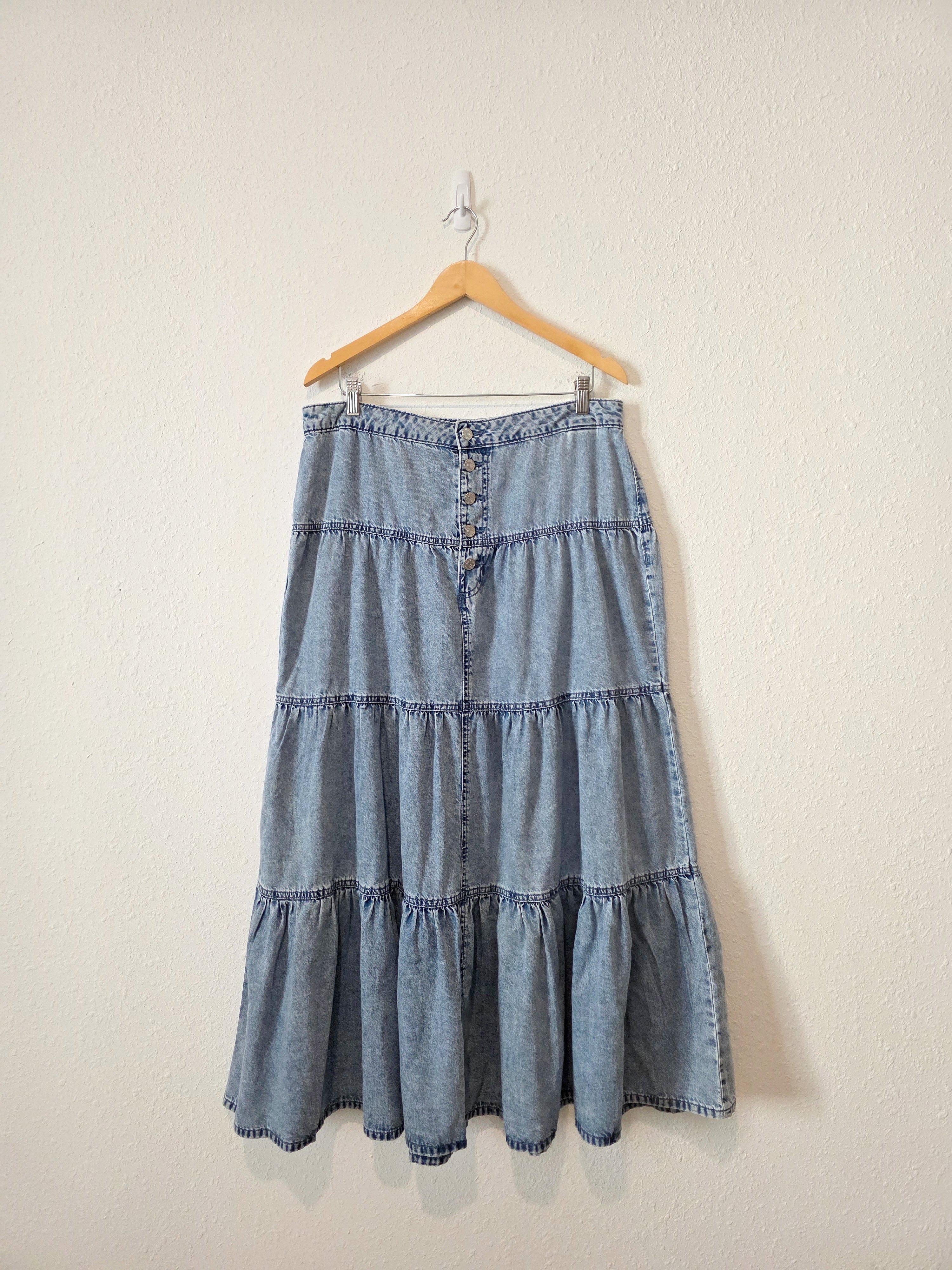Denim Tiered Maxi Skirt (12)