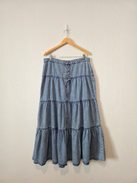 Denim Tiered Maxi Skirt (12)