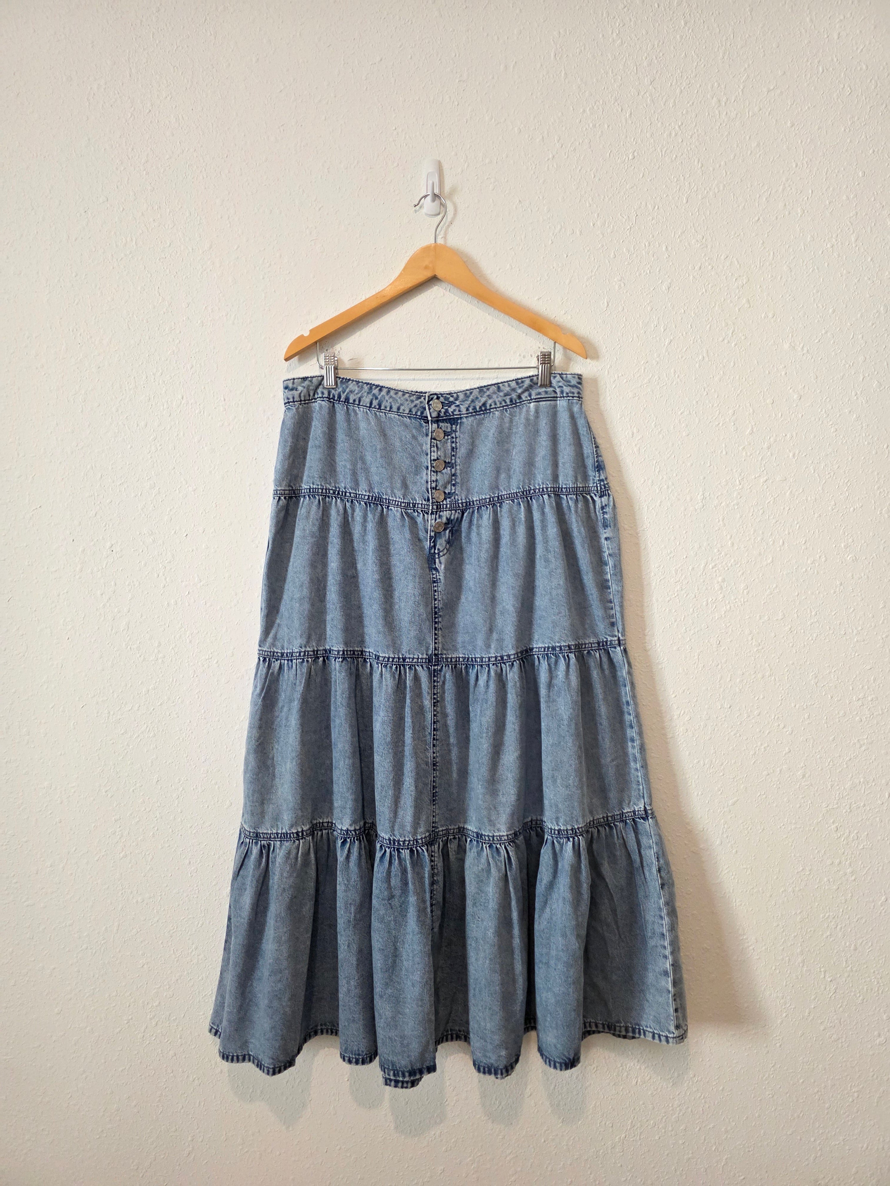 Denim Tiered Maxi Skirt (12)