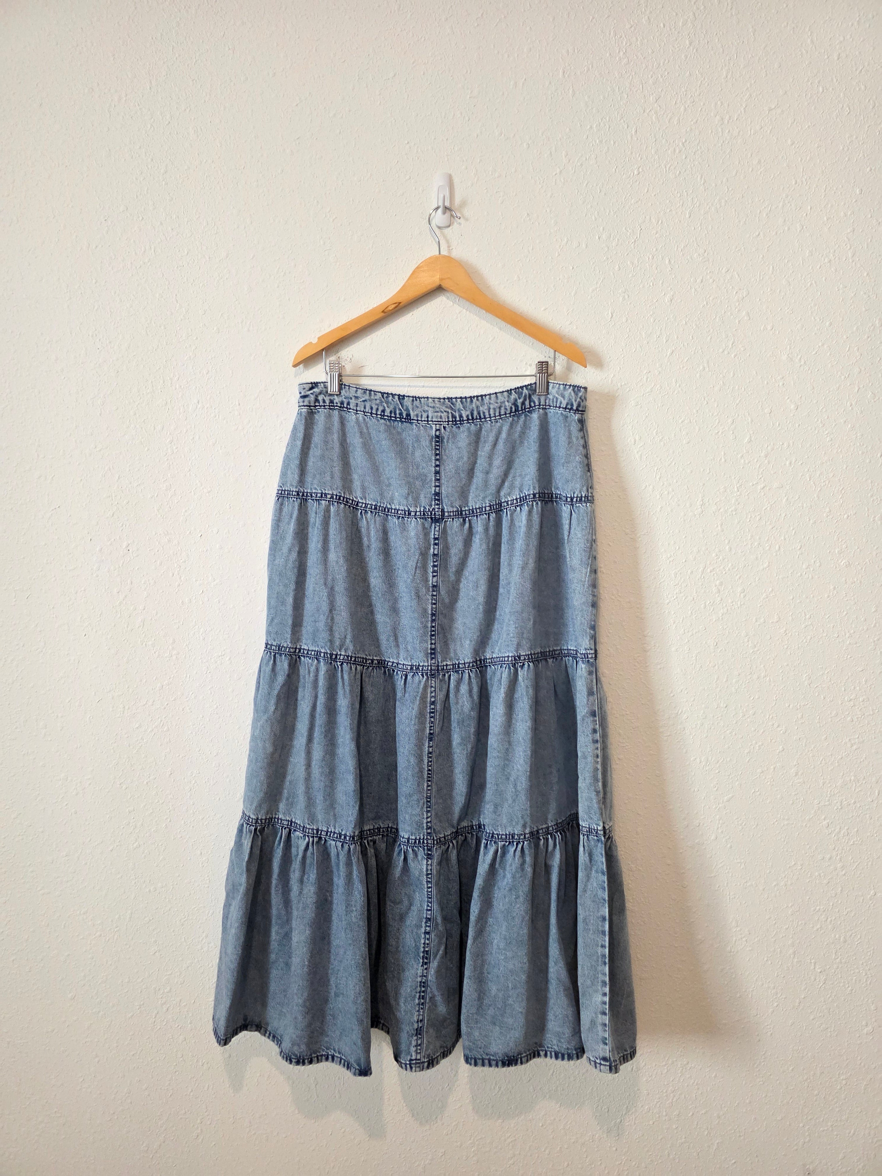 Denim Tiered Maxi Skirt (12)