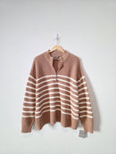 NEW Striped Quarter Zip Knit Sweater (3X)