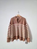 NEW Striped Quarter Zip Knit Sweater (3X)