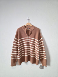 NEW Striped Quarter Zip Knit Sweater (3X)