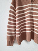 NEW Striped Quarter Zip Knit Sweater (3X)