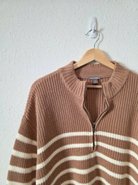 NEW Striped Quarter Zip Knit Sweater (3X)