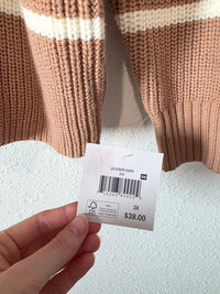 NEW Striped Quarter Zip Knit Sweater (3X)