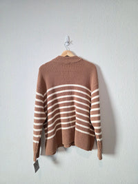 NEW Striped Quarter Zip Knit Sweater (3X)