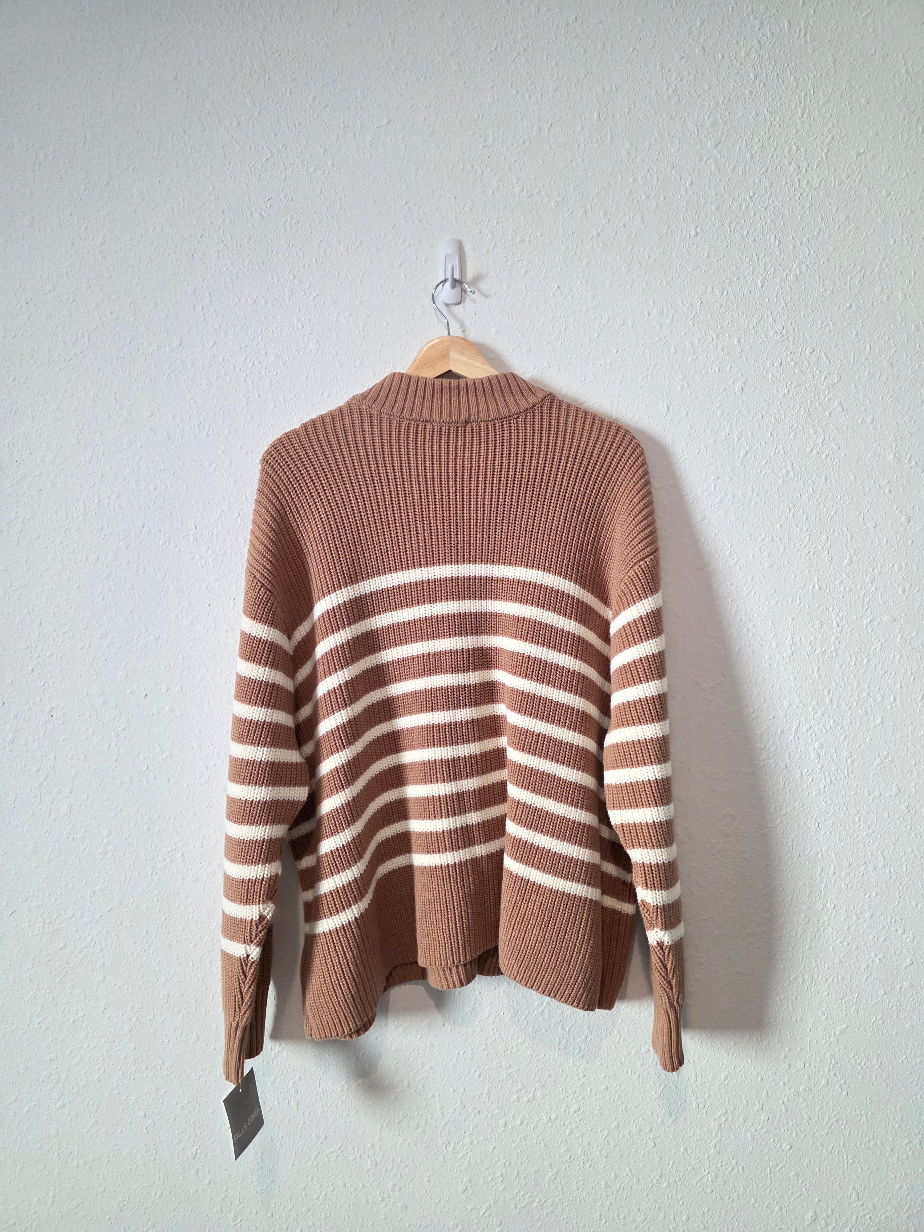 NEW Striped Quarter Zip Knit Sweater (3X)