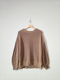 Brown Cotton Ribbed Sweater (L)