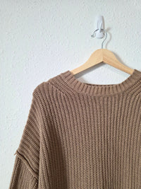 Brown Cotton Ribbed Sweater (L)