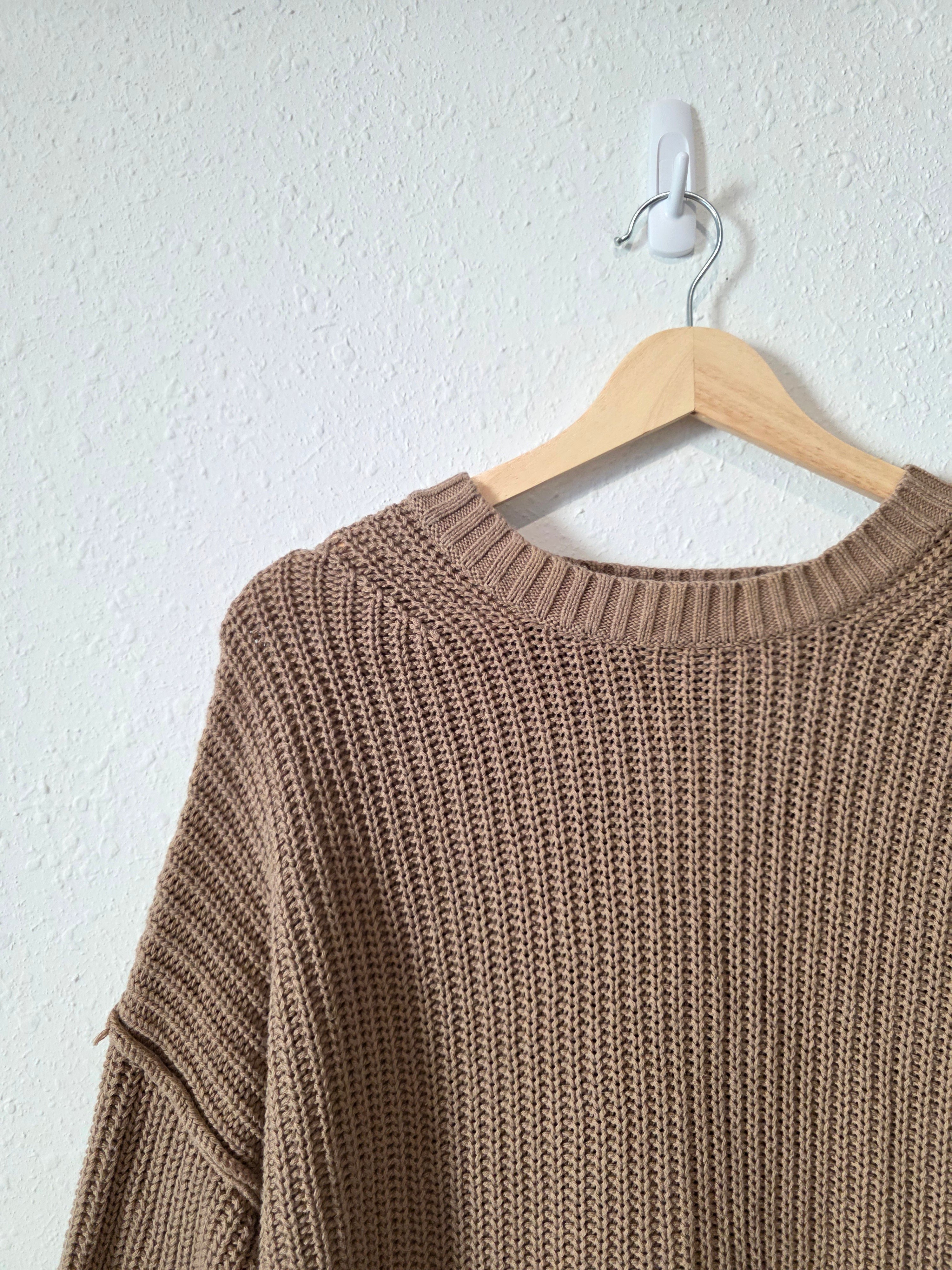 Brown Cotton Ribbed Sweater (L)