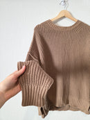 Brown Cotton Ribbed Sweater (L)