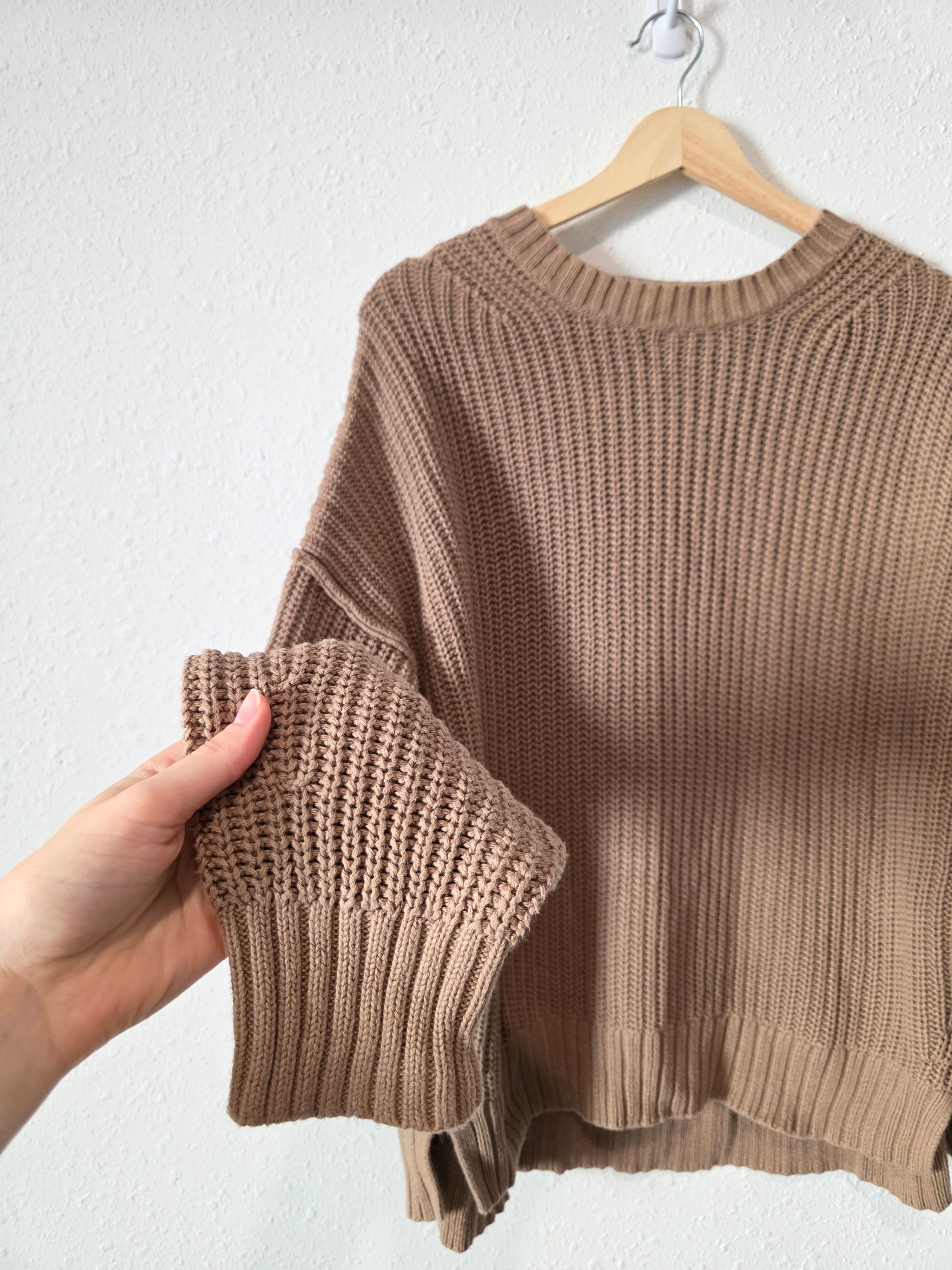 Brown Cotton Ribbed Sweater (L)