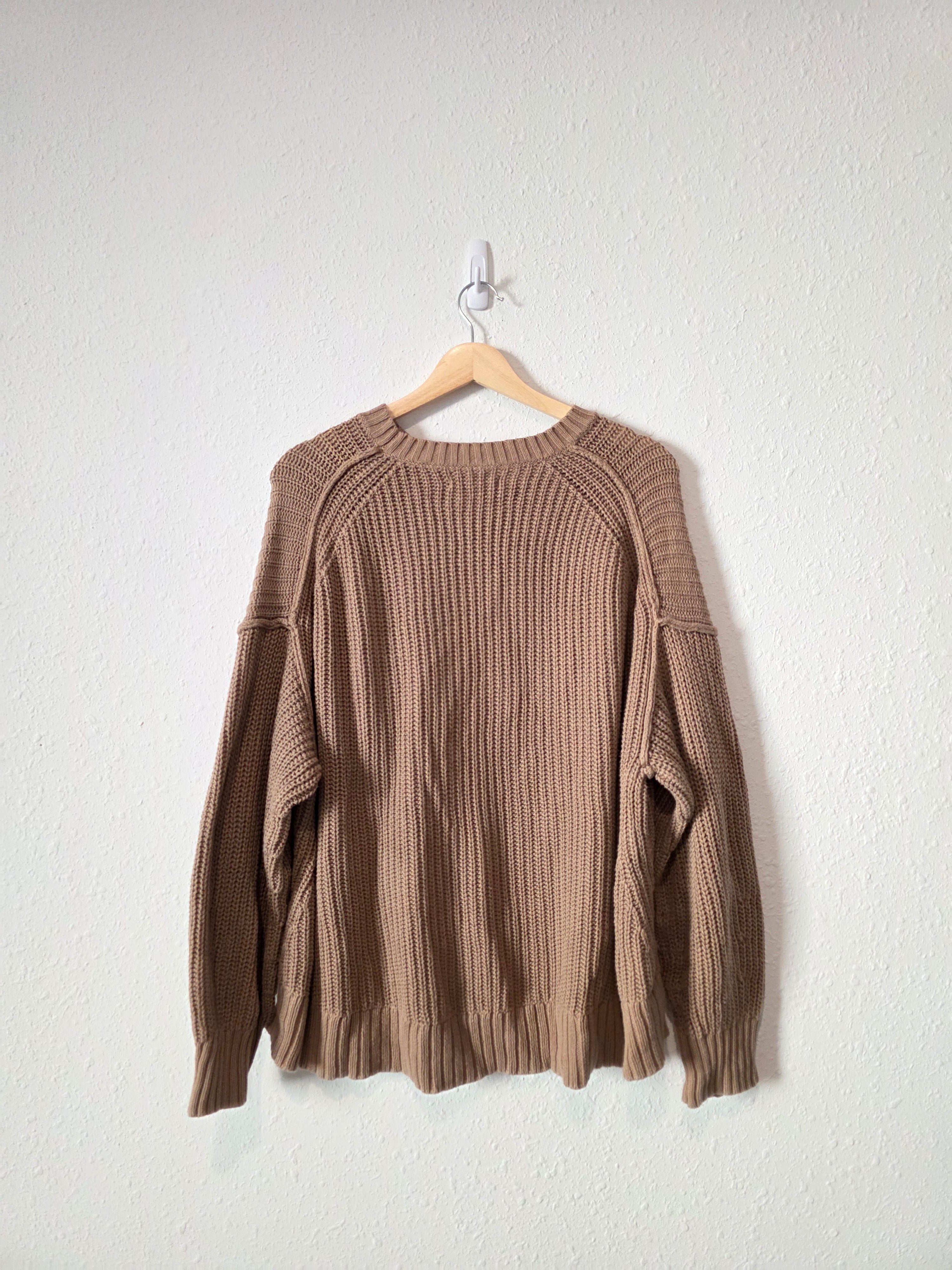 Brown Cotton Ribbed Sweater (L)