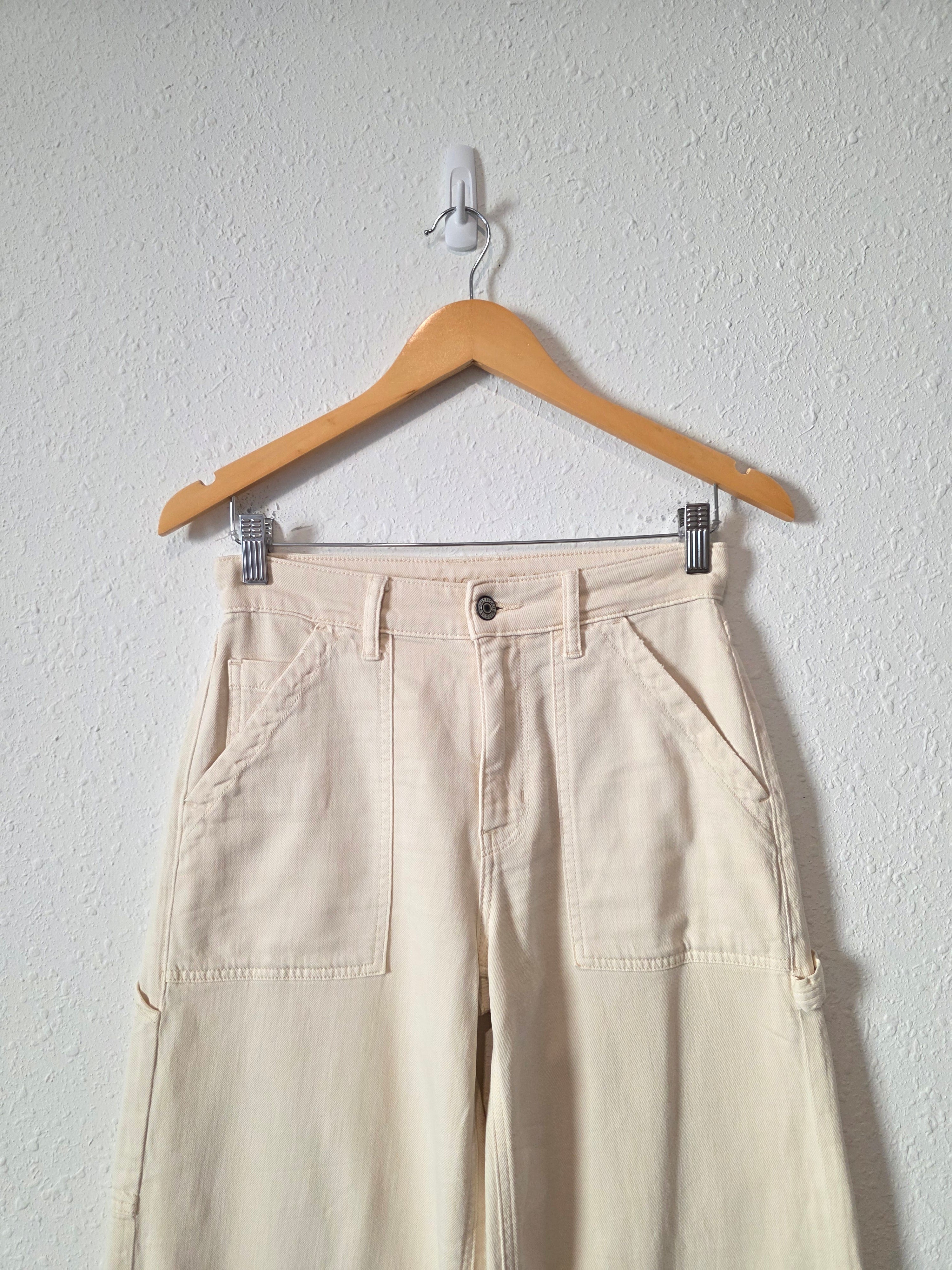 Ecru Baggy Wide Leg Jeans (2 short)